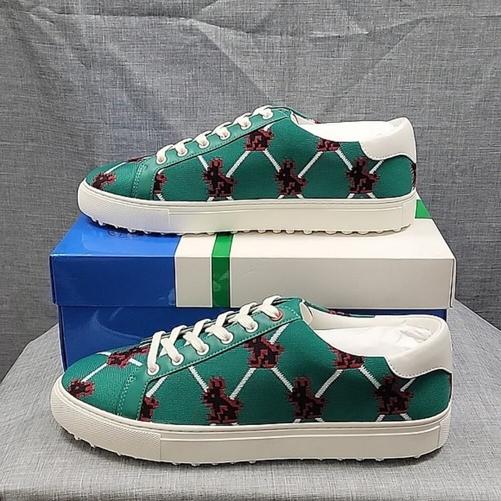 Tory Sport Tech knit Jacquard Golf sneakers NIB Green / White / Red Women's 11